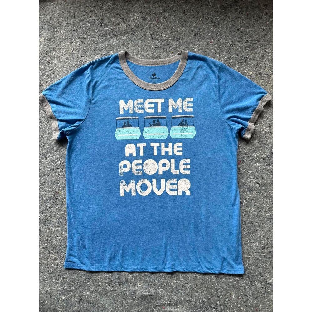 Disney Parks Kids XL PeopleMover Blue Graphic Ringer T-Shirt